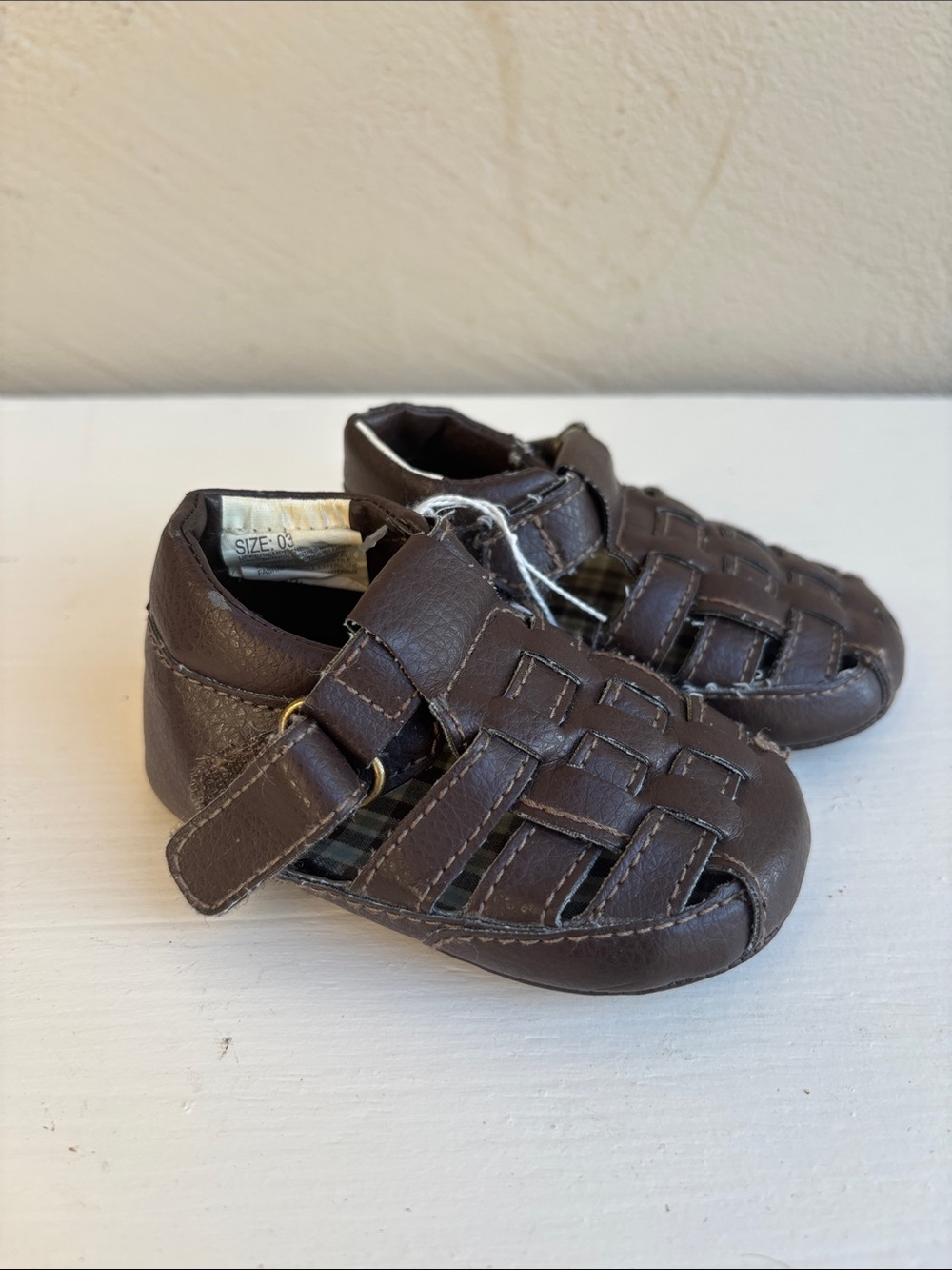 Kids Brown Leather Fisherman Sandals